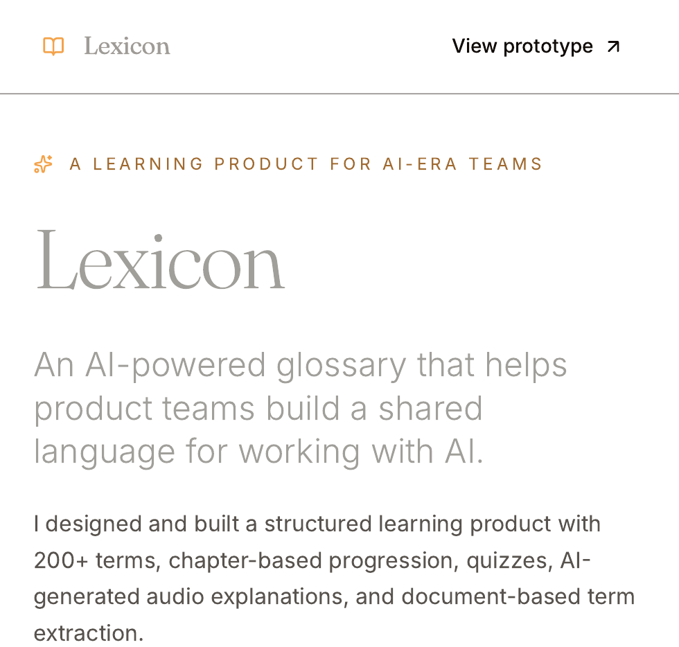 Lexicon MVP overview with glossary, quizzes and audio